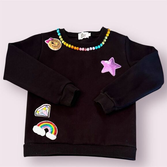 THREE WILDFLOWER DESIGNS Embellished Sparkle Crewneck Sweatshirt - Picture 1 of 7